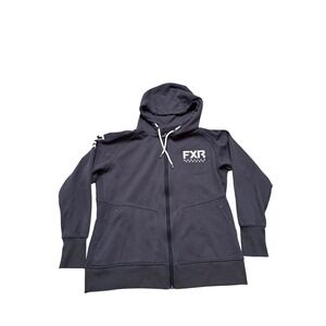 FXR Full Zip Hoodie Charcoal Grey‎ Long Sleeve Logo Athletic Size L